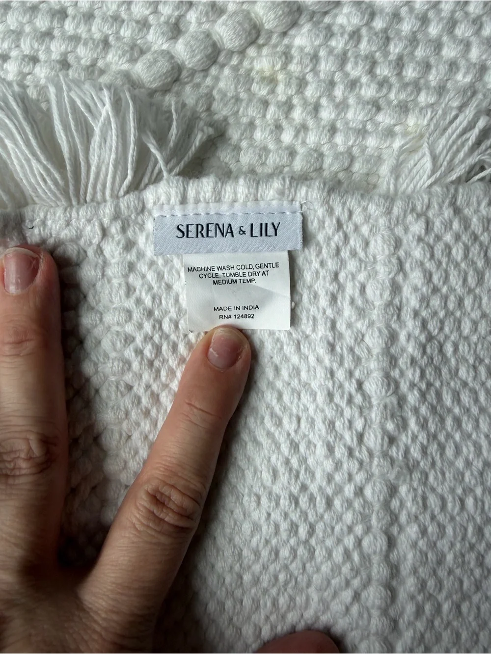 Serena & Lily White Textured Tassel Bath Rug
